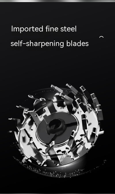 Silver mini electric shaver with a double-headed rotary design and a black power button on top. - Image 21