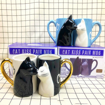 Taza Cerámica 3D Pareja de Gatos Besándose Blanco y Negro - Image 8