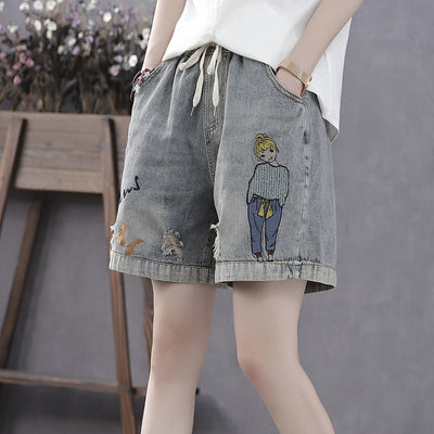 Shorts Vintage de Cintura Elástica con Bordados y Pierna Ancha - Image 18