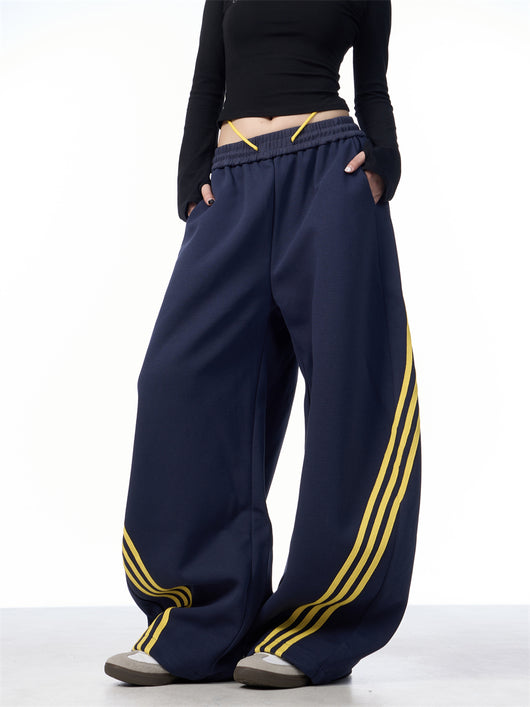 Pantalones Casuales Anchos a Rayas con Cordones - Image 9