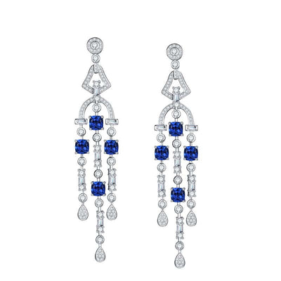 Aretes de Zafiro en Plata 925 con Borlas para Mujer - Image 2