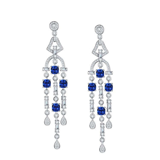 Aretes de Zafiro en Plata 925 con Borlas para Mujer - Image 2