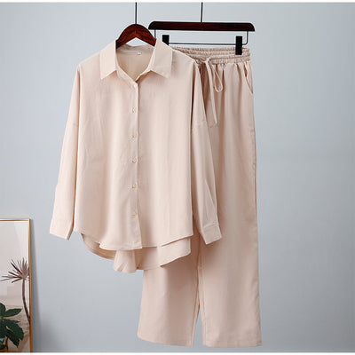 Conjunto Casual Otoño-Invierno: Camisa Suelta Manga Larga y Pantalón Ancho - Image 2