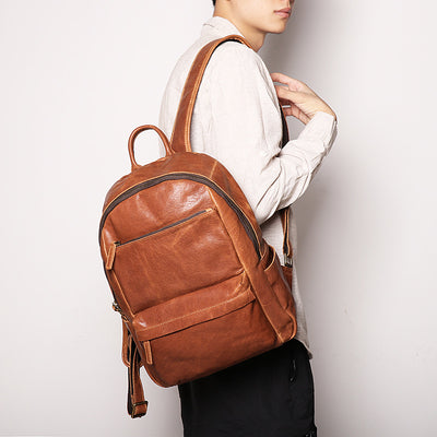 Mochila de Cuero para Laptop 14 pulgadas - Bolsa de Viaje Profesional Outdoor - Image 6