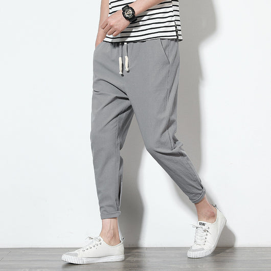 Pantalones de Lino para Hombre Estilo Coreano - Ajuste Relajado y Fresco - Image 10