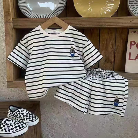 Conjunto Infantil Osito a Rayas - Playera y Shorts - Image 2