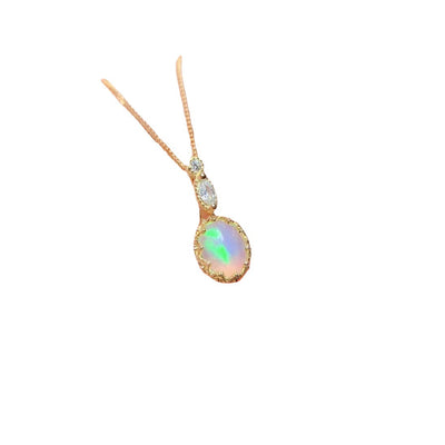 Collar de Plata S925 con Ópalo Natural Engarzado para Mujer - Image 11