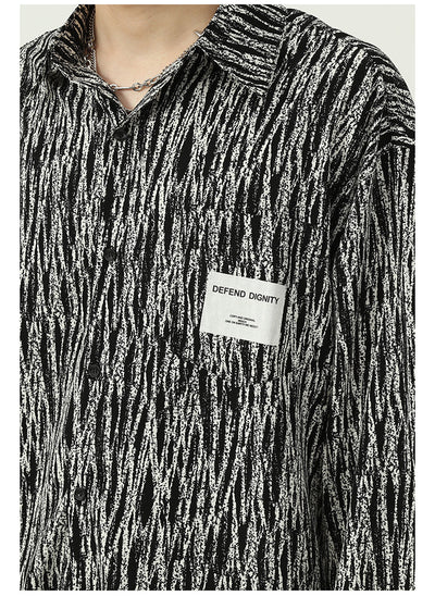 Camisa Suelta Coreana a Rayas para Hombre - Image 17