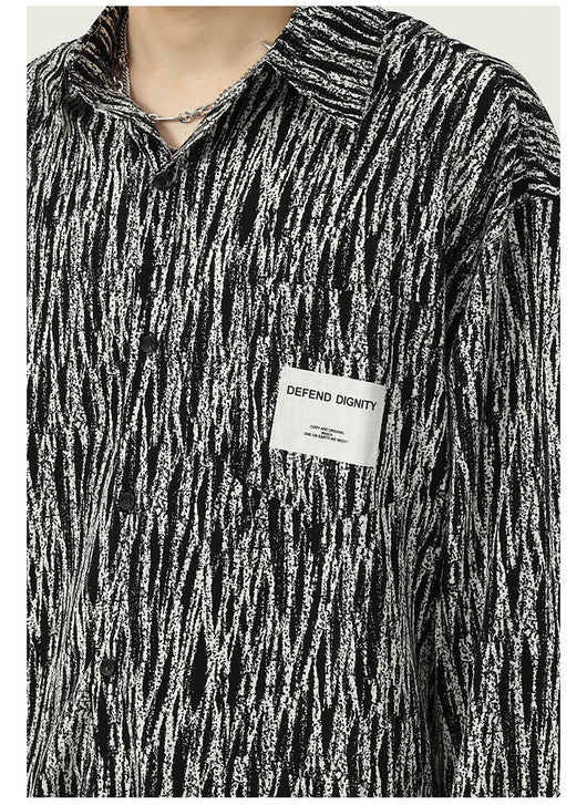 Camisa Suelta Coreana a Rayas para Hombre - Image 17