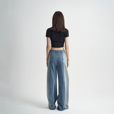 Jeans Azul Lavado Corte Holgado para Mujer - Image 4