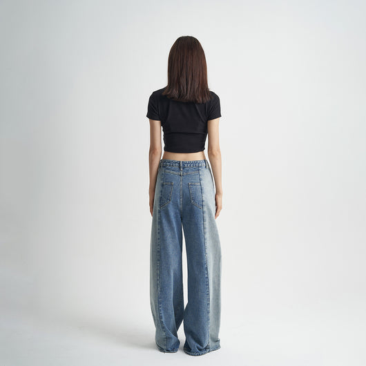 Jeans Azul Lavado Corte Holgado para Mujer - Image 4