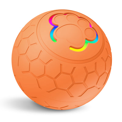 Orange electric intelligent remote control ball with a multicolor light-up paw print and hexagonal texture. - Image 7