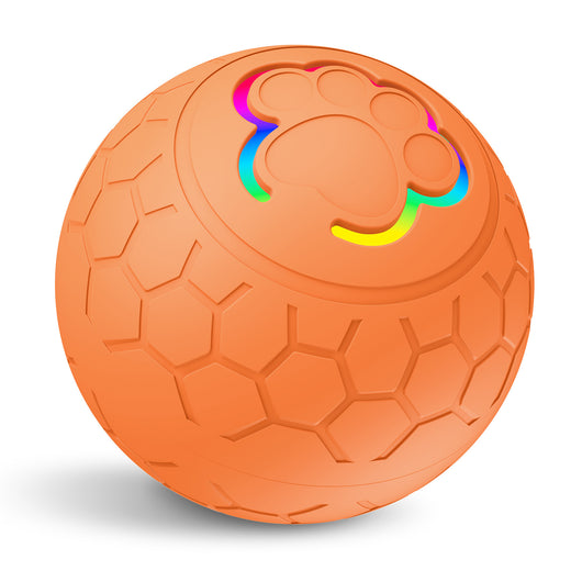 Orange electric intelligent remote control ball with a multicolor light-up paw print and hexagonal texture. - Image 7
