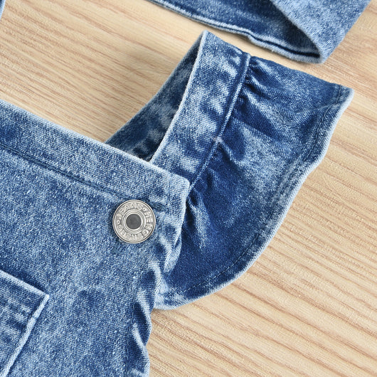 Conjunto de Dos Piezas: Peto Denim con Estampado Arcoíris y Pañoleta para Bebé Niña - Image 5