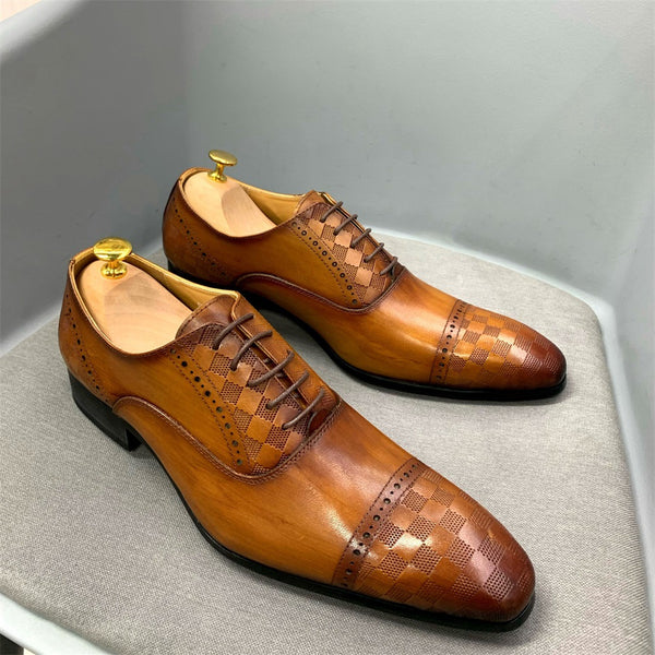 Zapatos de Cuero Marrón y Negro para Negocios Casuales
