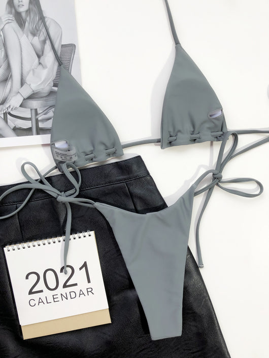 Traje de Baño Triangular con Cordón Ajustable para Playa y Balneario - Image 9