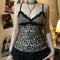Top Sensual de Encaje Leopardo con Tirantes Ajustables