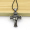 Christian Crown Of Thorns Vintage Cross Necklace Pendant Vintage tin Leather chain