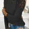 Blusa Manga Larga Ajustada con Encaje Calado
