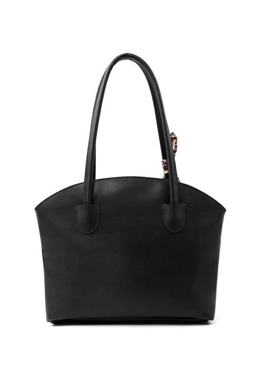 Bolso de Cuero Sintético con Cierre y Pañuelo - Bandolera Negra para Mujer - Image 3