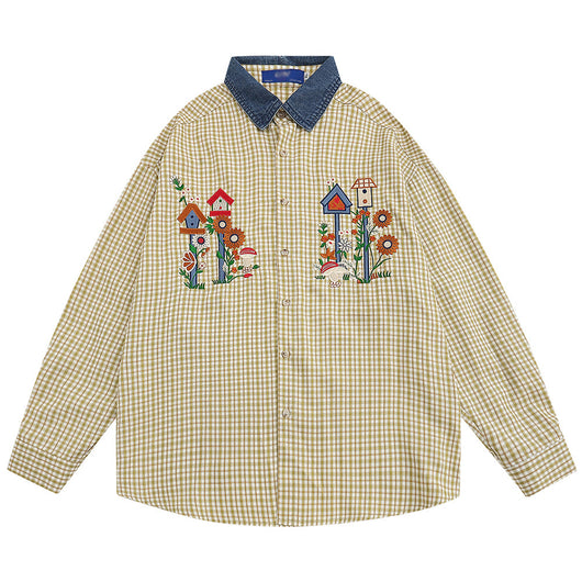 Camisa Casual de Solapas Contrastadas - Abrigo Ligero Versátil