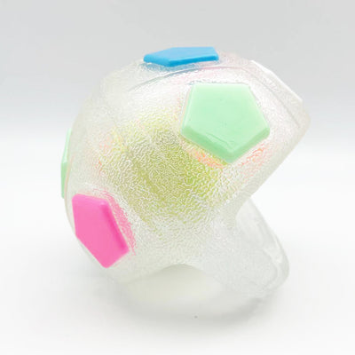 Black and white soccer ball dog toy with a textured handle, designed for interactive play and self-amusement. - Image 10