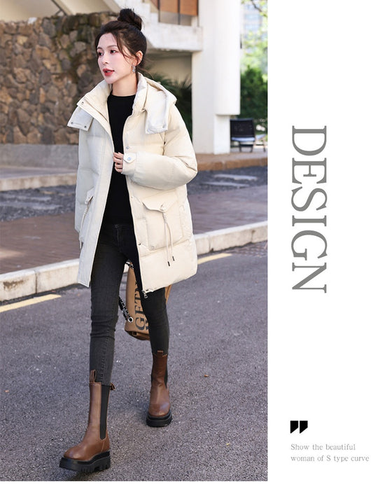 Abrigo de Invierno Coreano para Mujer - Algodón Grueso Largo - Image 18