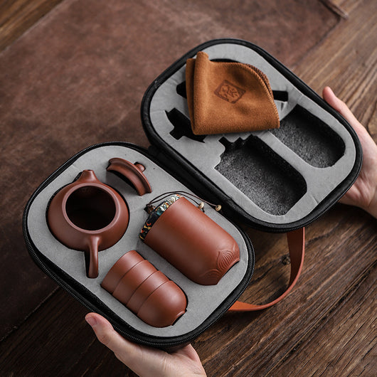 Juego de Té Portátil en Piedra Púrpura con 4 Tazas y Contenedores - Image 15
