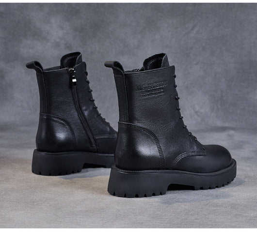 Botines de Cuero Suave para Mujer con Tacón Robusto y Forro de Felpa - Image 22