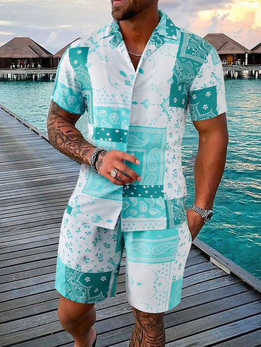 Conjunto Retro 2 Piezas: Playera y Shorts Estampado 3D Contraste - Image 11