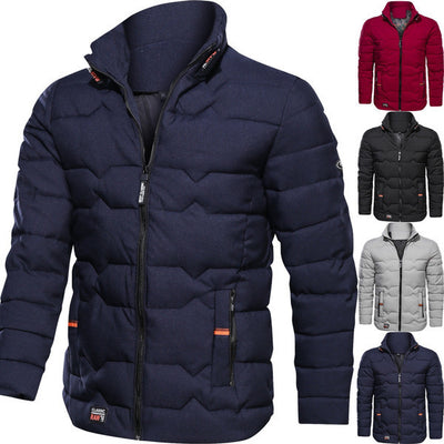 Chaqueta de Algodón Forrada en Terciopelo con Cuello Alto - Talla Grande