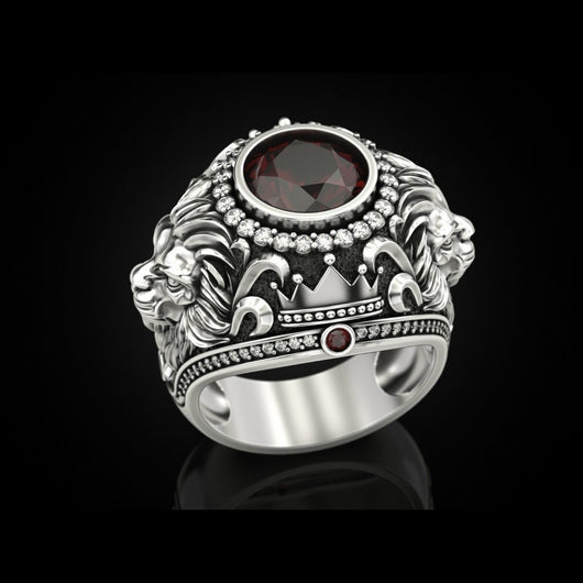 Anillo de Hombre Vintage en Aleación con Diseño de León y Diamantes - Image 10