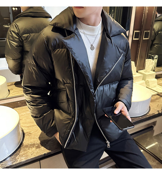 Chaqueta Acolchada de Plumas para Hombre con Cuello Clásico - Image 26