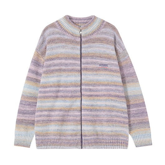 Cardigan Tejido con Rayas Degradadas en Colores - Image 4