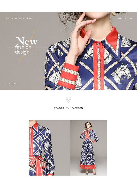 Vestido Camisero Plisado con Estampado Floral Vintage y Cinturón - Image 8
