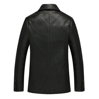 Chaqueta de Cuero con Solapa para Hombre Maduro - Algodón Premium - Image 3