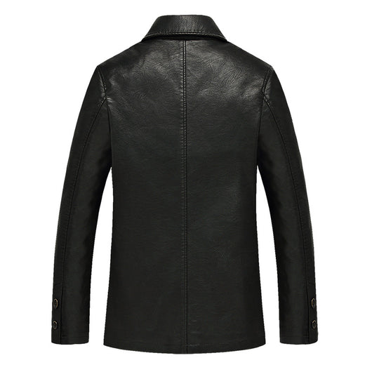 Chaqueta de Cuero con Solapa para Hombre Maduro - Algodón Premium - Image 3