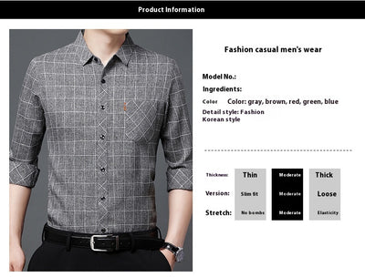 Camisa Cuadriculada de Lino para Hombre Maduro - Image 11