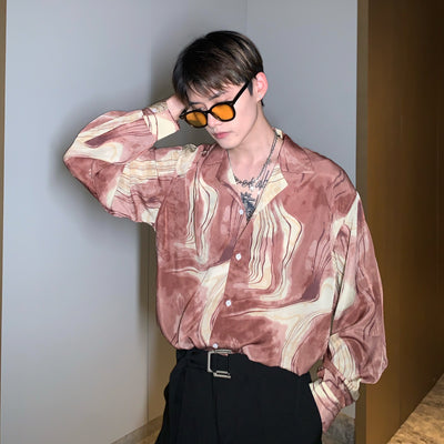Camisa de Manga Larga con Diseño Abstracto - Estilo Coreano Moderno para Hombre - Image 7