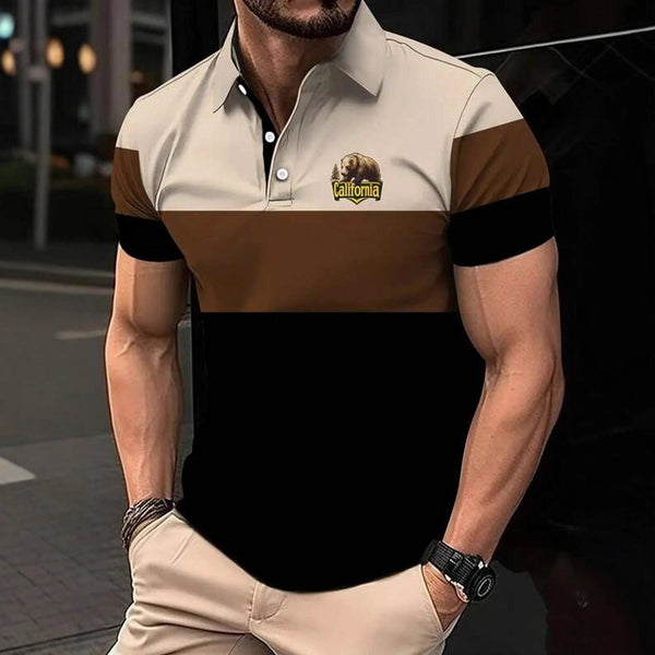 Camisa Casual Estampada para Hombre con Cuello de Solapa