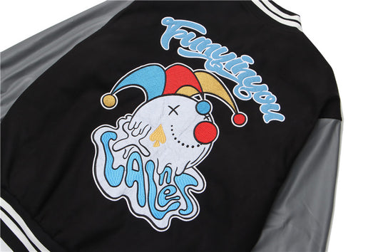 Uniforme de Béisbol con Manga de Cuero PU y Bordado Payaso Flocking Americano - Image 13