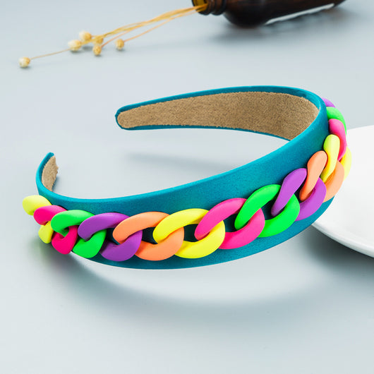 Diadema Ancha con Cadena de Colores Macaron para Mujer - Image 23
