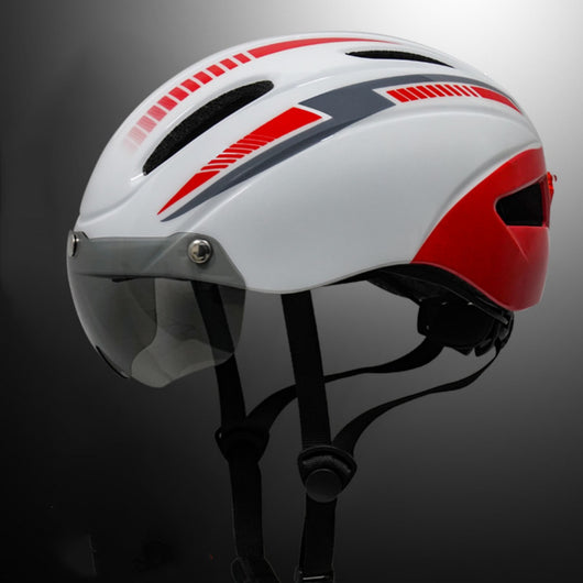 Casco de Ciclismo con Gafas Integradas y Luz Trasera