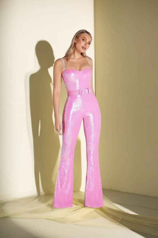 Jumpsuit Elegante sin Mangas con Lentejuelas y Tirantes para Mujer - Image 2