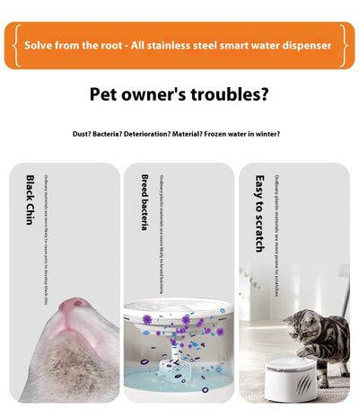 Fuente de Agua para Gatos Acero Inoxidable con Calentamiento Continuo - Image 14