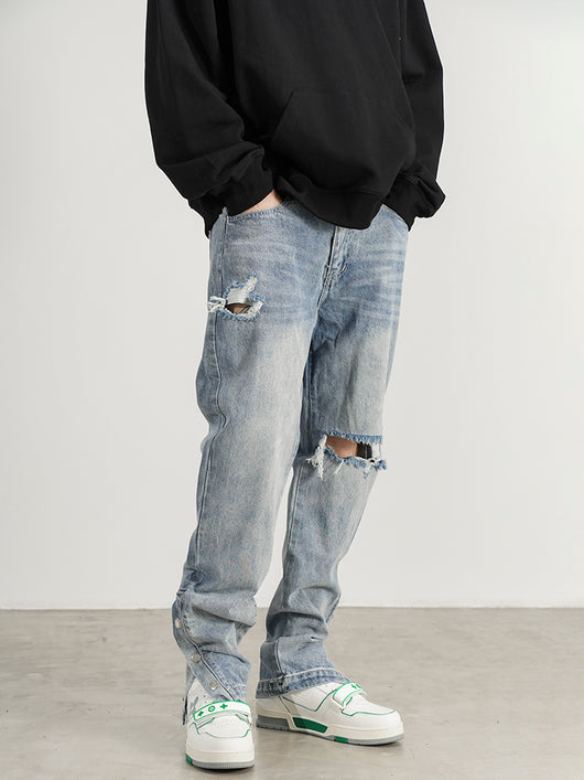 Jeans Rectos con Rotura en la Rodilla - Image 3