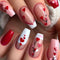 Adhesivos de Uñas Corazón Rojo Largo