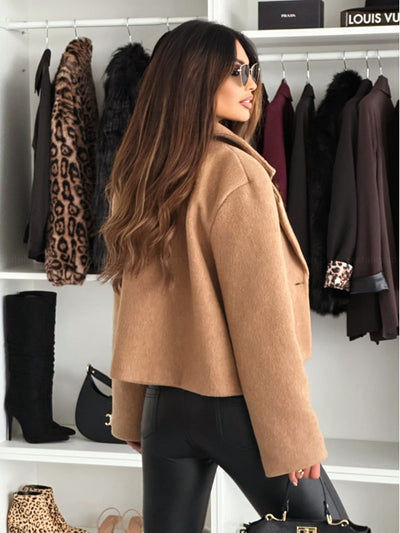 Abrigo de Lana con Cuello de Traje para Mujer - Colores Sólidos Otoño Invierno - Image 19