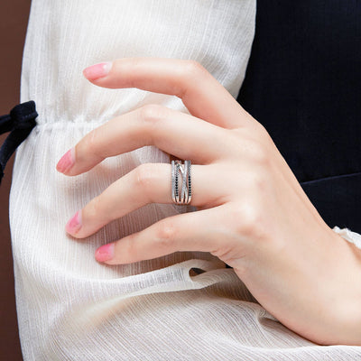 Anillo Cruzado Ancho para Mujer en Plata Esterlina - Image 9