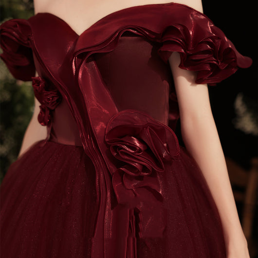 Vestido de Gala Grace Rojo Hombros Descubiertos - Image 6